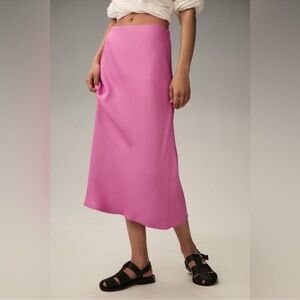 Anthropologie Tilda Midi Slip Skirt in Light Red Size Large NWT